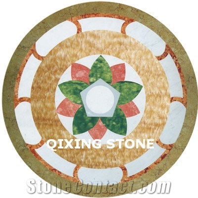 Marble Waterjet Medallion Flower Pattern Round Tiles