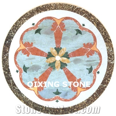 Mixed Marble Round Medallions Floor Tile Inlay Design Pattern Floor Tiles