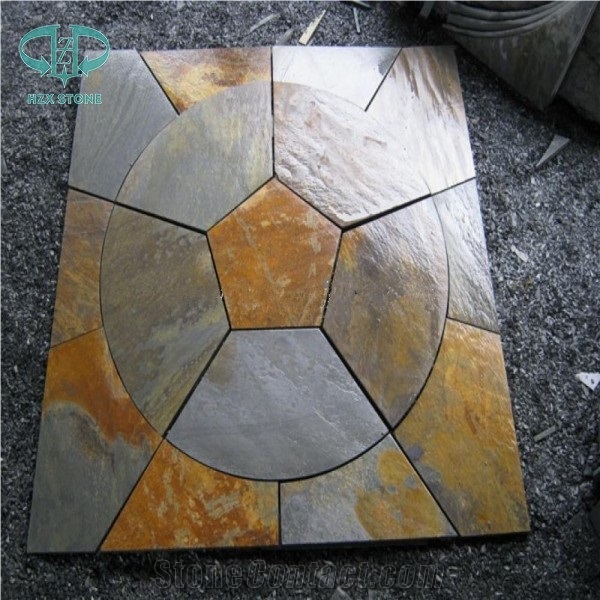 Black Rusty Round/Circular Shape Floor Tile Covering,Landscaping Paver Tile Cladding, China Multicolor Slate Flagstone