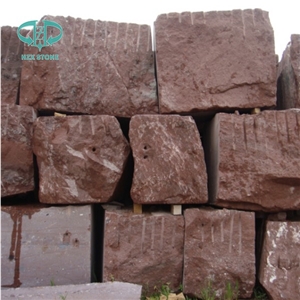 China Putian Red Porphyry Cobbles Cube Stone for Landscaping,Paving