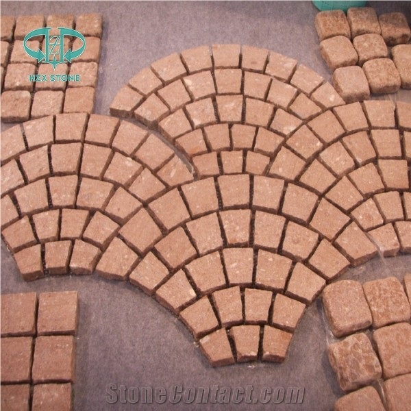 China Putian Red Porphyry Cobbles Cube Stone for Landscaping,Paving