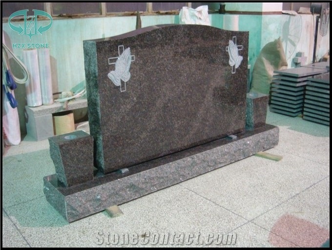 China Shanxi Black Russian Style Polished Tombstones