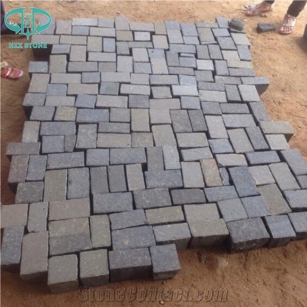 Chinese Zp Black Basalt Cobble Stone,Andesite Cobblestone, Basalt Cobble Stone Cube Stone,Paving Sets for Country Yard,Road,Square,Patio,Garden,Driveway