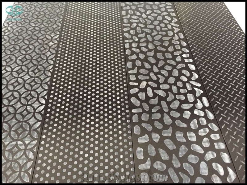 Cnc Carvings Black Nano Crystallized Glass Stone Tiles