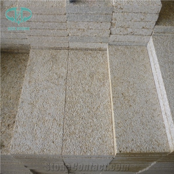 G682 Bushhammered Paver Tile, Sand Beige Granite Paving Tile, Yellow Granite