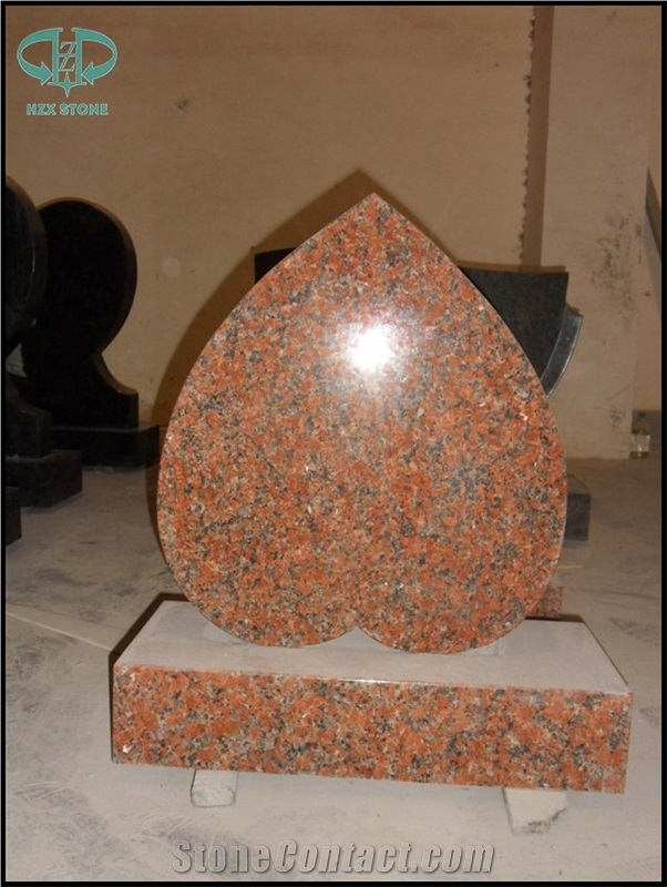 Indian Red Granite Double Heart Monument P2 Brp