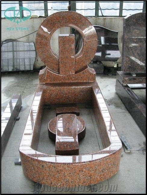 Indian Red Granite Double Heart Monument P2 Brp