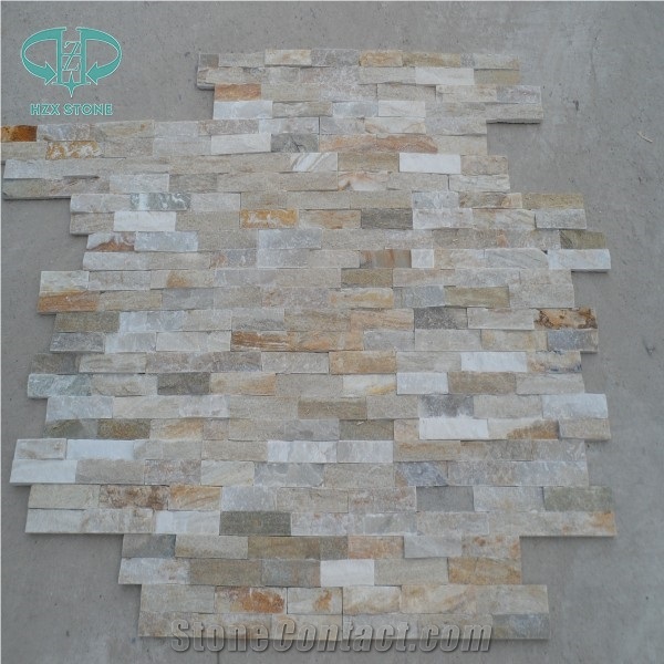 Natural Rusty Yellow Slate Cultured Stone for Wall Cladding Decoration
