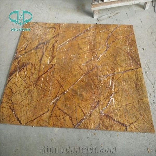 Polished Brown Background with Veins Marble, Rainforest Gold Marble, India Yellow Marble Slabs & Tiles, Brown Marble Floor Covering Tiles