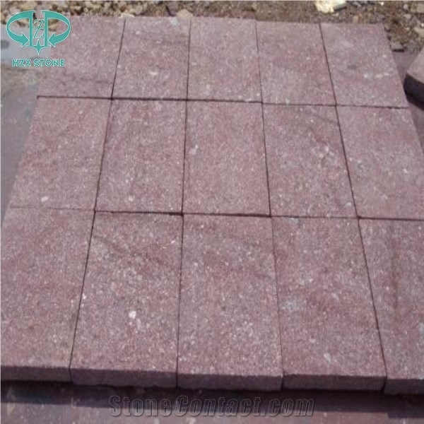 Red Porphyry, Paving Stone, Paver, Red Paver , Cube Stone, Red Color Paver, Curbstone, Paving Stone for Outdoor Decoration