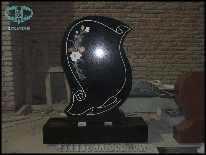 Shanxi Black Tombstone Russian Style, Shanxi Black Granite Tombstone