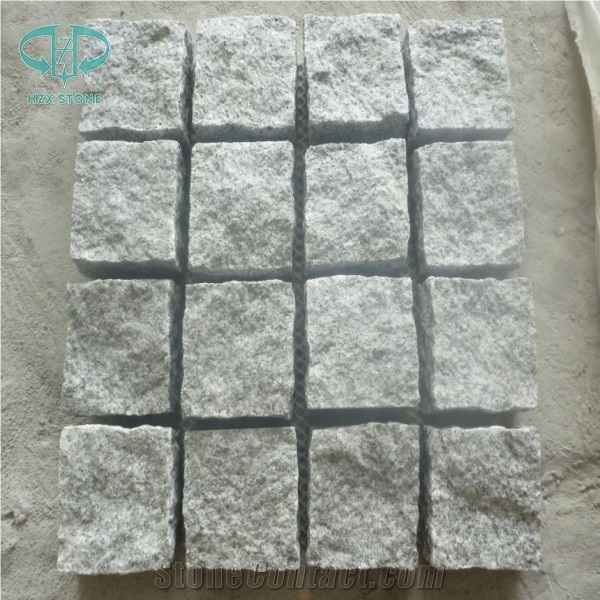 Silver Grey Granite Exterior Pattern,Light Grey Granite Cube Stone, White Granite Paving Sets