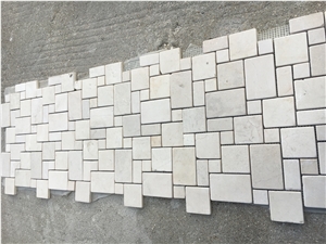 Beige Marble Chipped Mosaic Crema Marfil Tumbled Mosaic for Floor