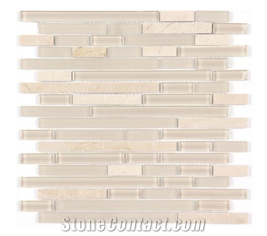 Beige Marble Sunny Beige Mix Glass for Flooring Mosaic Tile