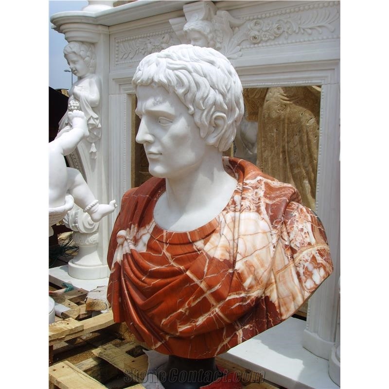 Characteristic Head Marble Statue, White in Red Sculpture for Villa Garden/ Countyard