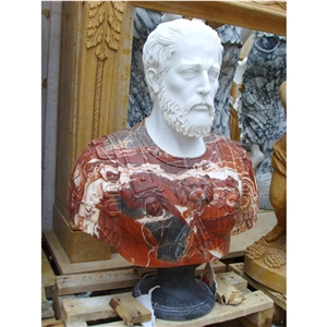 Characteristic Head Marble Statue, White in Red Sculpture for Villa Garden/ Countyard