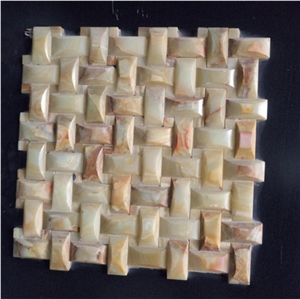 China Pure Onyx Beige Color Polished Mocaic Tiles for Decoration