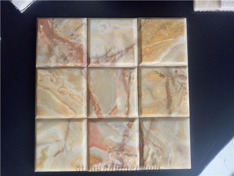 China Pure Onyx Beige Color Polished Mocaic Tiles for Decoration