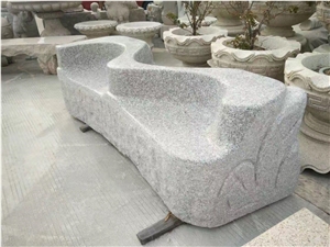 China White Granite Garden Bench,Polished Outdoor Benches