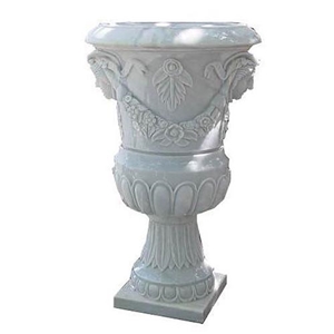 China White Marble Flower Pots ,Flower Stand Outdoor Planters Vase for Garden