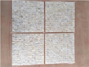 China White Pearl Shell Mosaic Wall Panel,Polished Mop Square Mosaic Pattern for Interior Decoraqtion