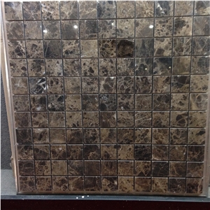 Chipped 48*48 Mosaic Tile Marble Dark Emperador Polished Mosaic for Wall
