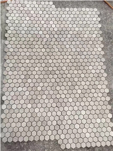 Light Grey Marble Hexagon Mosaic Tile Grey Wooden Wall Mosaic for Project