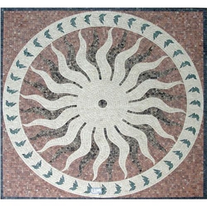 Multicolor Round Mosaic Floor Pattern Medallion, Carpet Medallion,Charming Pattern Medallion