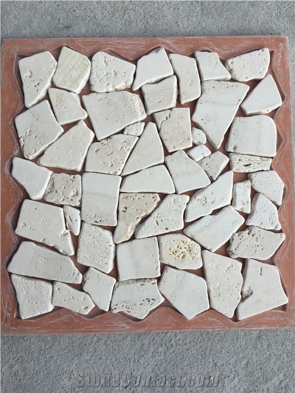 Pebble Travertine Mosaic Tile Tumbled Travertine Mosaic Tile for Floor