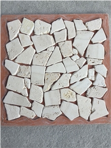 Pebble Travertine Mosaic Tile Tumbled Travertine Mosaic Tile for Floor
