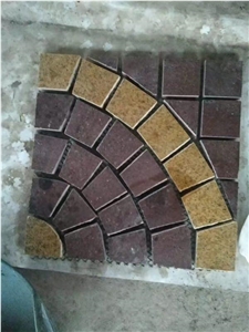 Red Porphyry with Yellow and Black Granite Cobble Stone,Natural Surface Drive Pavers Garden Stepping Pavements