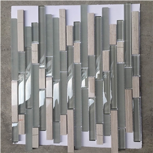 Stone Mix Glass Mosaic Tile for Linear Mosaic