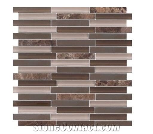 Stone Mix Glass Mosaic Tile for Linear Strips Mosaic Tile for Project