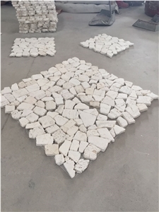 Tumbled White Travertine Chip Mosaic Tile for Project