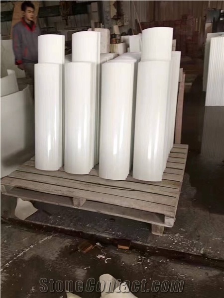 Western Style Crystallized Nano Glass White Stone,Engineered Stone Column Base,Tops Design,Interior Building Material High Gloss