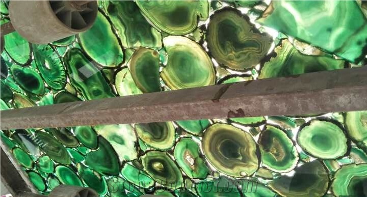 Natural Top Luxury Stone Green Agate Slab, Semiprecious Stone Gemstone Stone, Transperant Countertop Intertior Wall Cladding High Polished