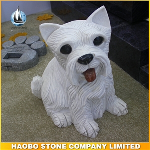 Hunan White Marble Stone Dog Sculptures