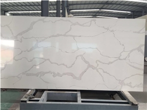 Calacatta Quartz Stone Big Slabs&Gangsaw Slab&Customized/Calacutta Engineered Stone/White Artificial Quartz with Grey Veins/White Manmade Stone/China Quartz Stone for Flooring&Wall Covering