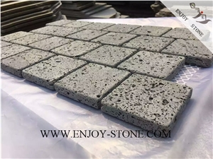 Tumbled Cube/Cobble Stone Lava Stone,Basalto with Big Hole,Andesite,Tumbled Cube/Cobble /Flooring/Walling/Pavers