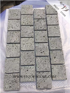 Tumbled Cube/Cobble Stone Lava Stone,Basalto with Big Hole,Andesite,Tumbled Cube/Cobble /Flooring/Walling/Pavers