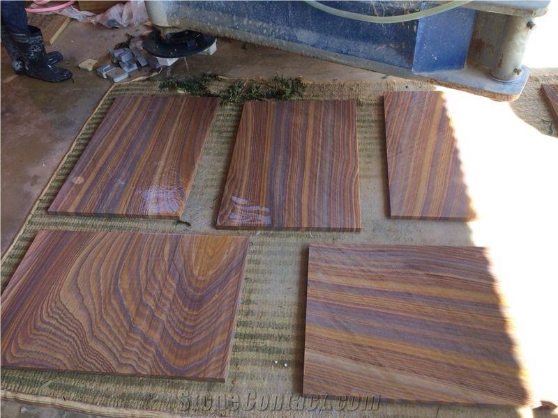 Rainbow Sandstone Tiles Sawn and Honed