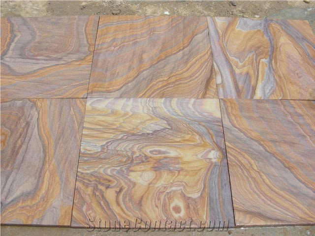 Rainbow Sandstone Tiles Sawn and Honed