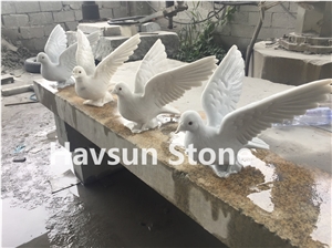Dove Sculpture Sichuan White La Paloma White Marble Animal Sculpture
