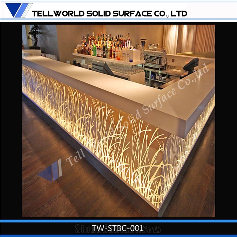 Acrylic Solid Surface Diamond Design Bar Counter Table Manmade Furniture