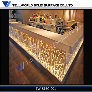 Acrylic Solid Surface Diamond Design Bar Counter Table Manmade Furniture