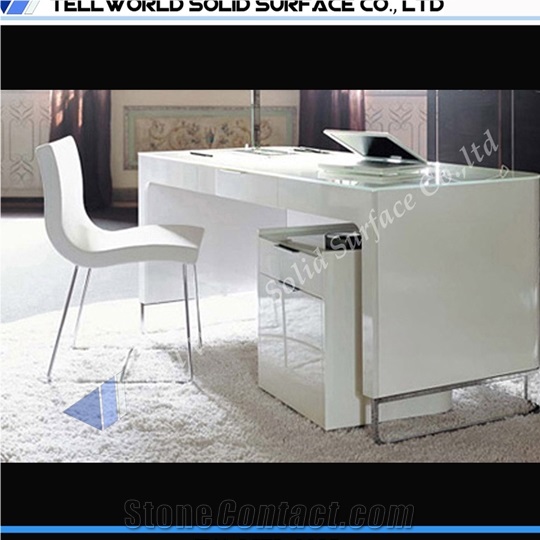 Customized High Glossy White Stone Office Conference Desk