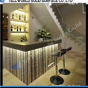 Modern Nightclub Acrylic Solid Surface Bar Counter with Led