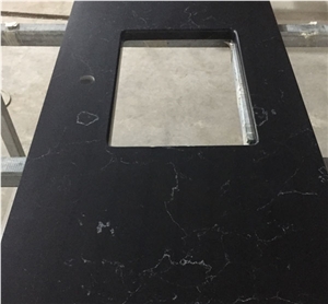 Black Artificial Quartz Kitchen Counter Top Bathroom Vanity Top Scratch Resistant and Stain Resistant with Various Edge Profiles Standard Sizes 126 *63 and 118 *55