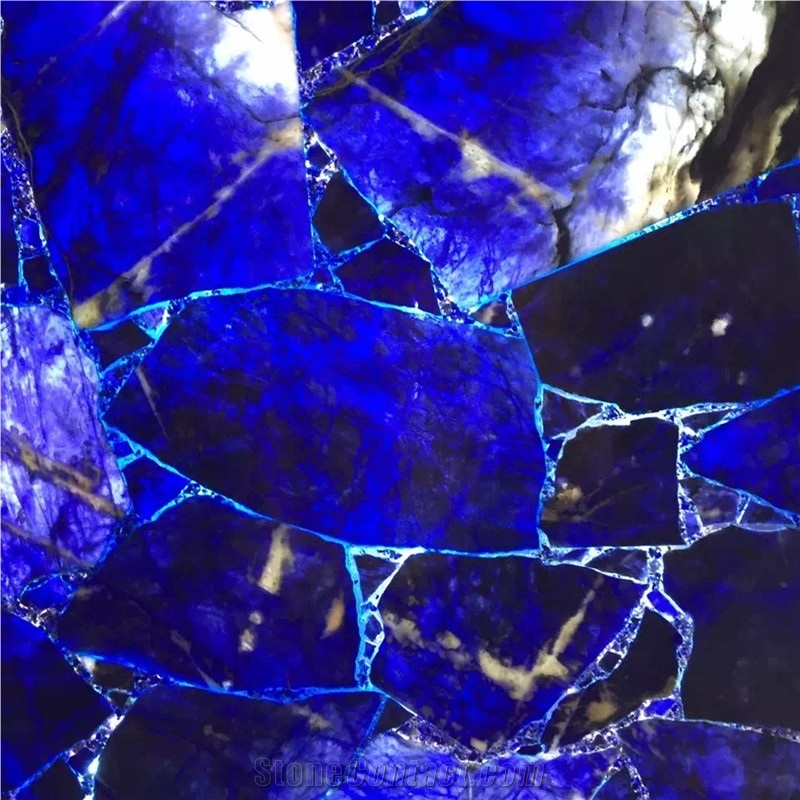 Backlit Blue Natural Semiprecious Lapis Lazuli Stone