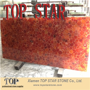 Luxurious Translucent Red Agate Semiprecious Slabs for Hotel Wall Panel Tile